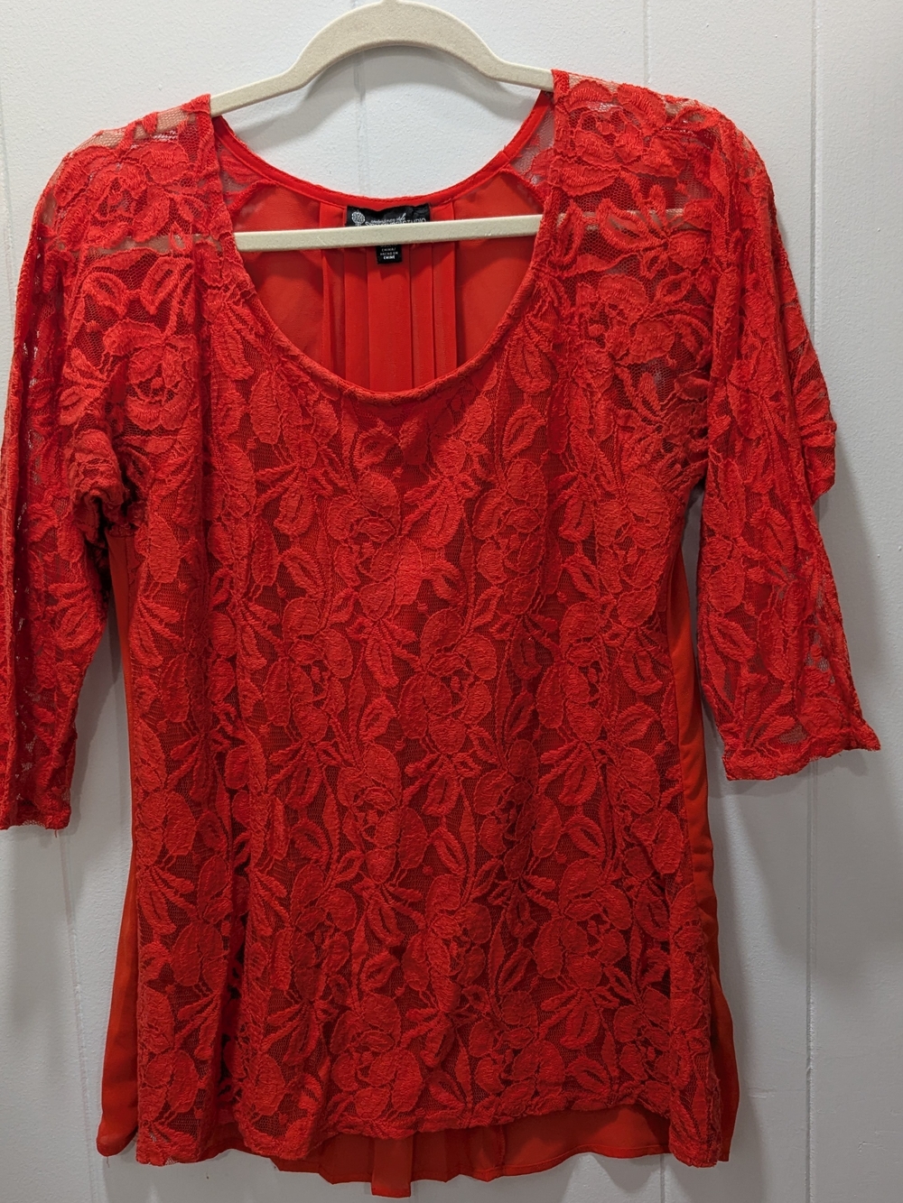 Signature Studio Red Lace Scoop Neck Tunic